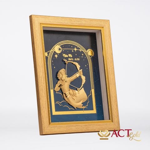 Quà tặng Tranh Cung Nhân Mã dát vàng 24k ACT GOLD ISO 9001:2015