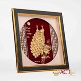 Quà tặng tranh Đôi Chim Công dát vàng 24k ACT GOLD ISO 9001:2015