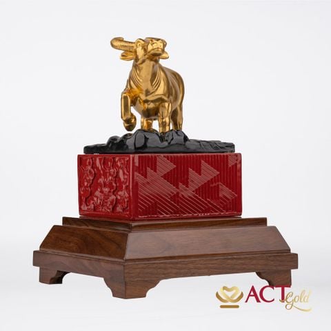 Quà tặng Tượng Trâu dát vàng 24k ACT GOLD ISO 9001:2015 (Mẫu 10)