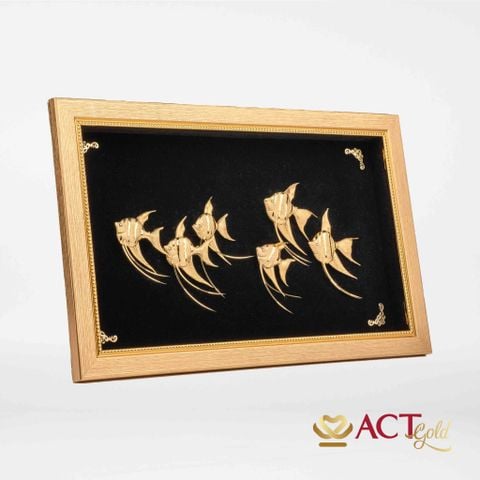Quà tặng tranh Đàn Cá dát vàng 24k ACT GOLD ISO 9001:2015