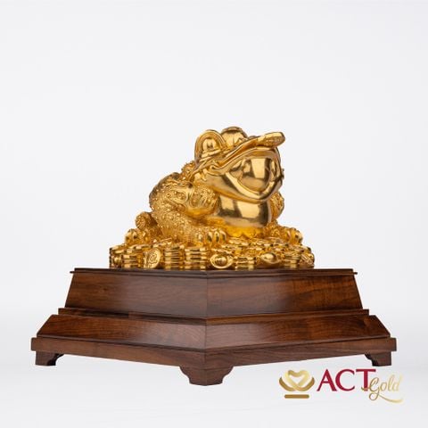 Quà tặng tượng Thiềm Thừ dát vàng 24k ACT GOLD ISO 9001:2015