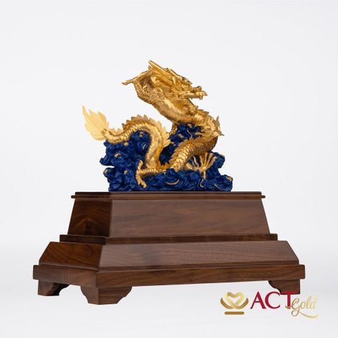 Quà tặng Rồng Vờn Ngọc dát vàng 24k ACT GOLD ISO 9001:2015(Cỡ nhỏ)