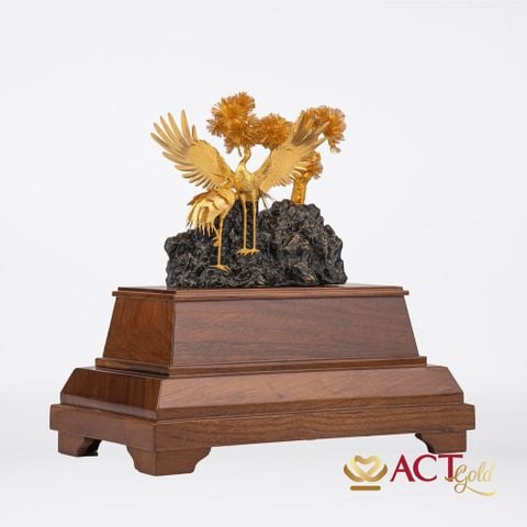 Quà tặng Chim Hạc dát vàng 24k ACT GOLD ISO 9001:2015 (Mẫu 3)