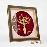Quà tặng Tranh Bình Hoa Mai dát vàng 24k ACT GOLD ISO 9001:2015