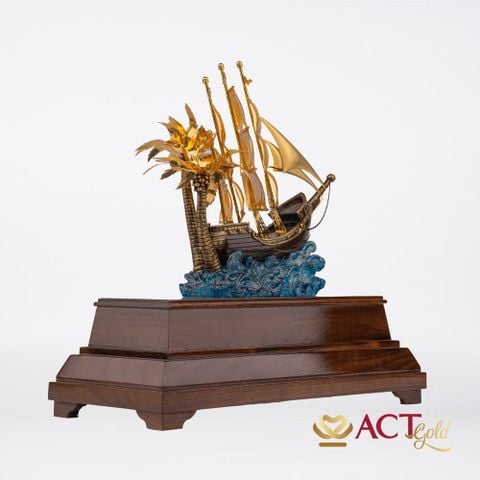 Quà tặng Thuyền Buồm dát vàng 24k ACT GOLD ISO 9001:2015
