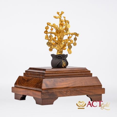 Quà tặng Chậu Cây Tài Lộc dát vàng 24k ACT GOLD ISO 9001:2015