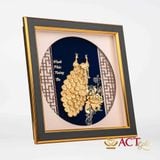 Quà tặng tranh Đôi Chim Công dát vàng 24k ACT GOLD ISO 9001:2015 (Mẫu 5)