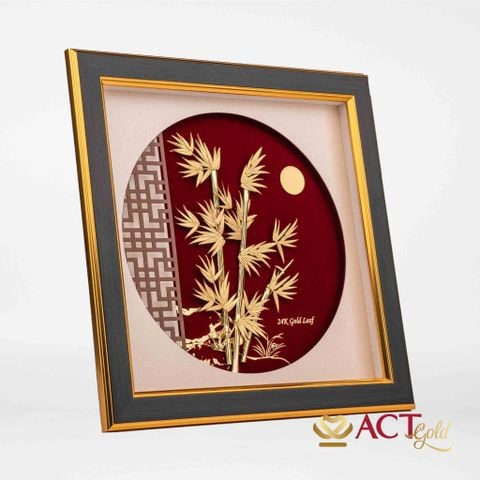 Quà tặng Tranh Cây Trúc dát vàng 24k ACT GOLD ISO 9001:2015