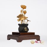 Quà tặng Chậu Sen 6 Cành dát vàng 24k ACT GOLD ISO 9001:2015