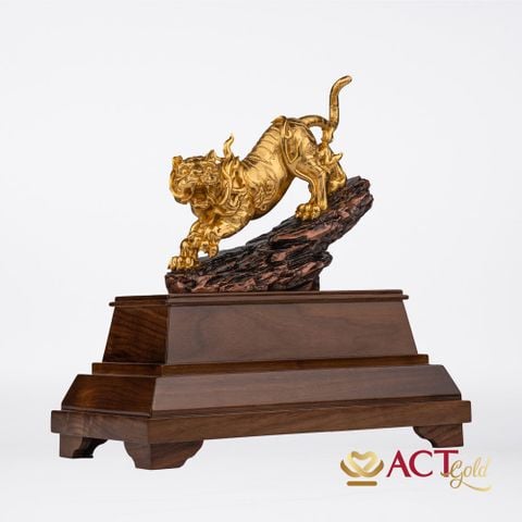 Quà tặng Biểu Trưng Bạch Hổ dát vàng 24k ACT GOLD ISO 9001:2015
