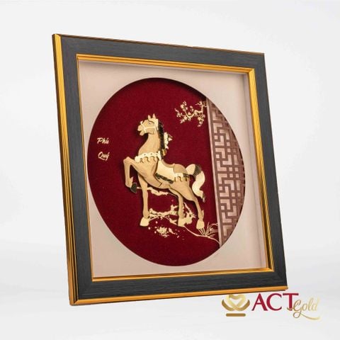 Tranh Ngựa Tài Lộc dát vàng 24k ACT GOLD ISO 9001:2015 (Mẫu 2)