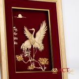 Quà tặng Tranh Đôi Chim Hạc dát vàng 24k ACT GOLD ISO 9001:2015