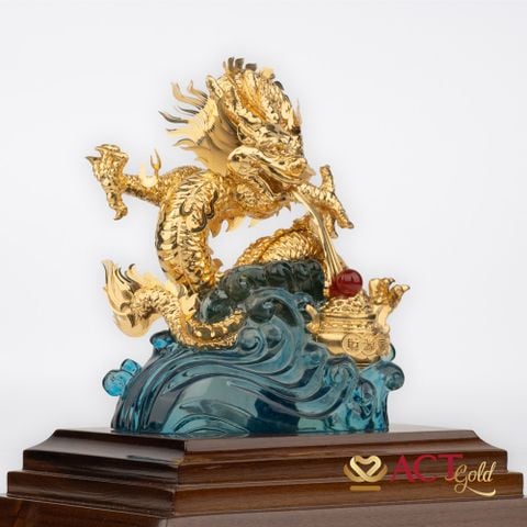 Quà tặng Rồng Nhả Ngọc dát vàng 24k ACT GOLD ISO 9001:2015