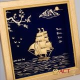 Quà tặng tranh Thuyền dát vàng 24k ACT GOLD ISO 9001:2015