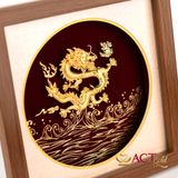 Quà tặng Tranh Rồng dát vàng 24k ACT GOLD ISO 9001:2015