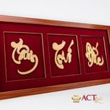 Quà tặng Tranh Chữ Tâm Trí Đức dát vàng 24k ACT GOLD ISO 9001:2015