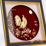Quà tặng Tranh Gà Vàng Đại Cát dát vàng 24k ACT GOLD ISO 9001:2015