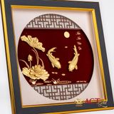 Quà tặng tranh Cá Chép Hoa Sen dát vàng 24k ACT GOLD ISO 9001:2015
