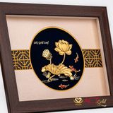 Quà tặng tranh Hoa Sen dát vàng 24k ACT GOLD ISO 9001:2015