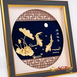 Quà tặng tranh Cá Chép Hoa Sen dát vàng 24k ACT GOLD ISO 9001:2015 (Mẫu 3)