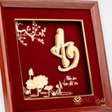 Quà tặng Tranh Chữ An Hoa Sen dát vàng 24k ACT GOLD ISO 9001:2015
