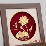 Quà tặng tranh Hoa Sen dát vàng 24k ACT GOLD ISO 9001:2015