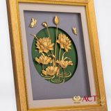 Quà tặng tranh Hoa Sen dát vàng 24k ACT GOLD ISO 9001:2015