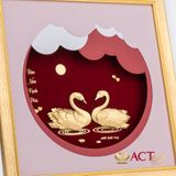 Quà tặng tranh Đôi Thiên Nga dát vàng 24k ACT GOLD ISO 9001:2015 (Mẫu 1)