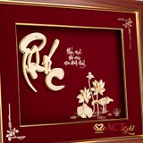 Tranh Chữ Phúc Hoa Sen dát vàng 24k ACT GOLD ISO 9001:2015