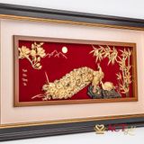 Quà tặng tranh Đôi Chim Công dát vàng 24k ACT GOLD ISO 9001:2015 (Mẫu 8)