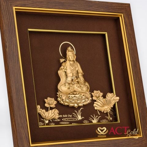 Tranh Quán Thế Âm Bồ Tát dát vàng 24k ACT GOLD ISO 9001:2015 (Mẫu 1)