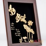 Quà tặng Tranh Chữ An Bình Hoa Sen dát vàng 24k ACT GOLD ISO 9001:2015