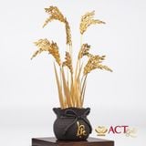 Quà tặng Chậu Cây Lúa dát vàng 24k ACT GOLD ISO 9001:2015 (Mẫu 1)