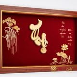 Quà tặng Tranh Chữ Thọ Hoa Sen dát vàng 24k ACT GOLD ISO 9001:2015