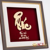 Quà tặng tranh thư pháp chữ PHÚC dát vàng 24k ACT GOLD ISO 9001:2015