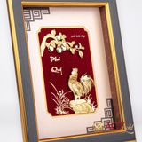 Quà tặng Tranh Gà trống dát vàng 24k ACT GOLD ISO 9001:2015