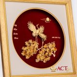 Quà tặng Tranh Tùng Hạc dát vàng 24k ACT GOLD ISO 9001:2015