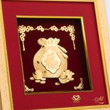 Quà tặng Tranh túi tài lộc dát vàng 24k ACT GOLD ISO 9001:2015
