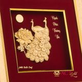 Quà tặng tranh Đôi Chim Công dát vàng 24k ACT GOLD ISO 9001:2015 (Mẫu 4)
