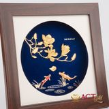 Quà tặng tranh Cá Chép Hoa Mộc Lan dát vàng 24k ACT GOLD ISO 9001:2015 (Mẫu 2)