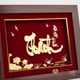 Quà tặng Tranh Chữ Thành Hoa Sen dát vàng 24k ACT GOLD ISO 9001:2015
