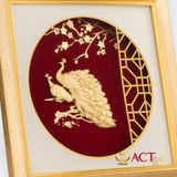 Quà tặng tranh Đôi Chim Công dát vàng 24k ACT GOLD ISO 9001:2015