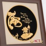 Quà tặng Tranh Chữ Tâm Hoa Sen dát vàng 24k ACT GOLD ISO 9001:2015 (Mẫu 2)