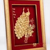 Quà tặng tranh Đôi Chim Công dát vàng 24k ACT GOLD ISO 9001:2015