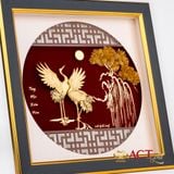 Quà tặng tranh Đôi Chim Hạc dát vàng 24k ACT GOLD ISO 9001:2015