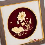 Quà tặng Tranh Hoa Sen dát vàng 24k ACT GOLD ISO 9001:2015