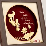 Quà tặng Tranh Chữ Thọ Hoa Sen dát vàng 24k ACT GOLD ISO 9001:2015
