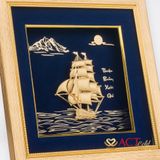 Quà tặng tranh Thuyền dát vàng 24k ACT GOLD ISO 9001:2015