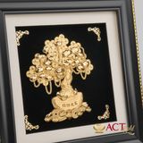 Quà tặng Tranh Cây Kim Tiền dát vàng 24k ACT GOLD ISO 9001:2015