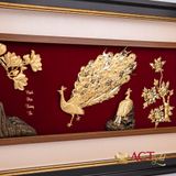 Quà tặng tranh Đôi Chim Công dát vàng 24k ACT GOLD ISO 9001:2015 (Mẫu 9)